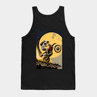 Dirt bike flying on mars - yellow background Tank Top